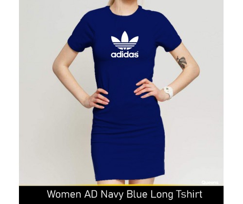 Women AD Navy Blue Long T-shirt